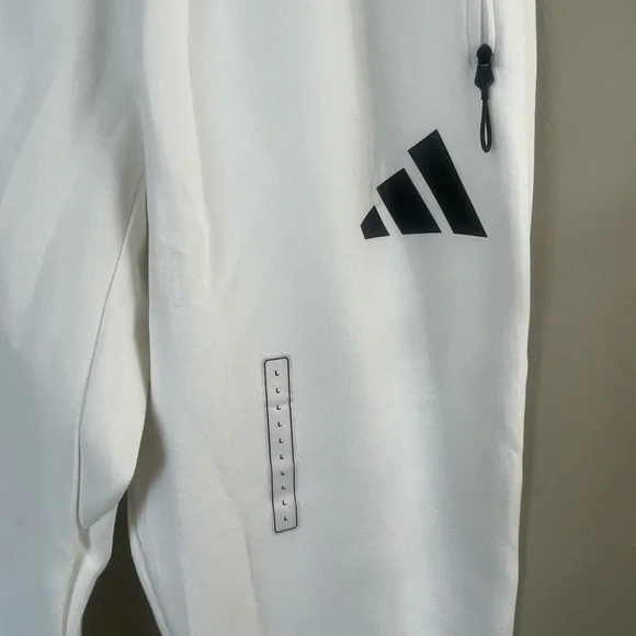 NEW Adidas White Joggers with Black Logo - Picture 2 of 7